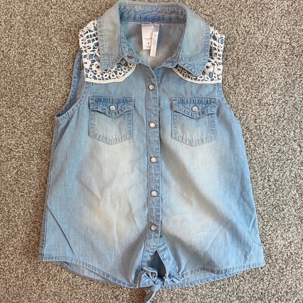 Denim Tank Top with Lace